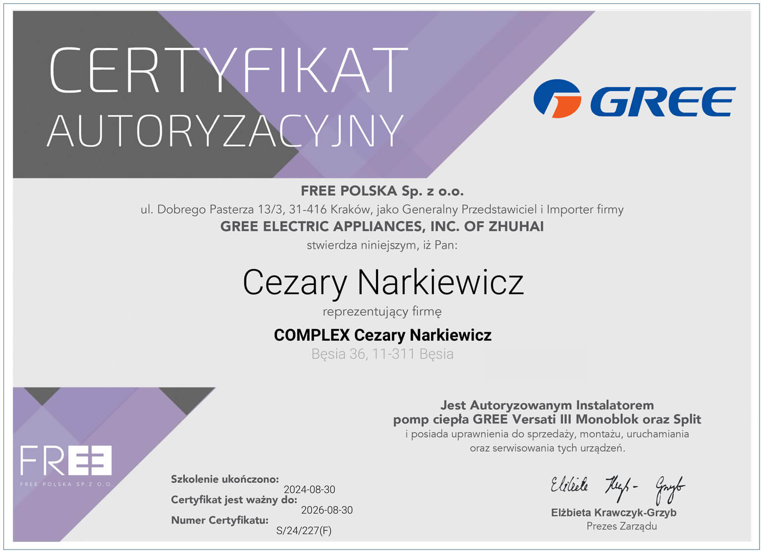 Autoryzowany Instalator pomp ciepła GREE Versati III